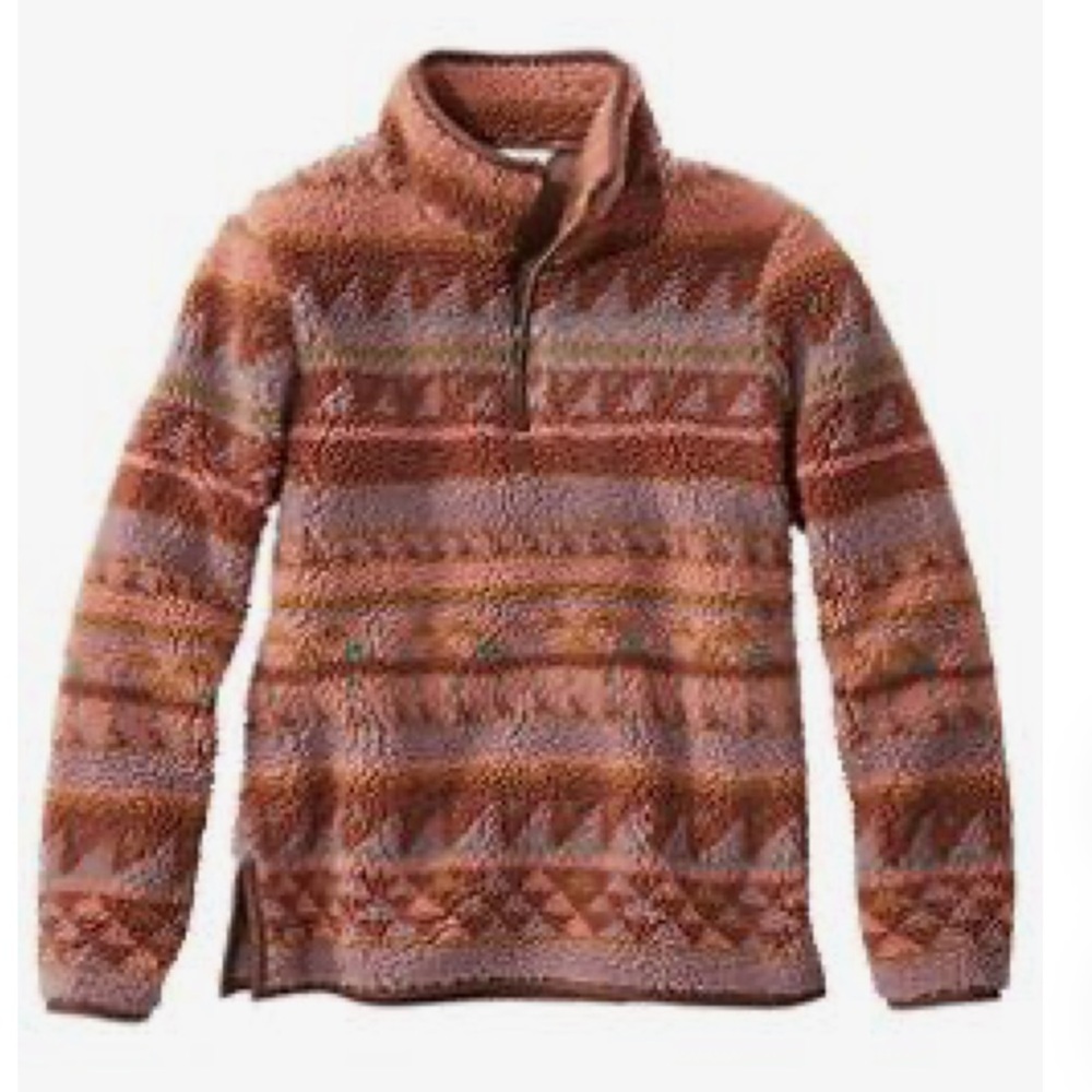 L.L. Bean Signature Sherpa Fleece 1/4 Zip Pullover Jacquard